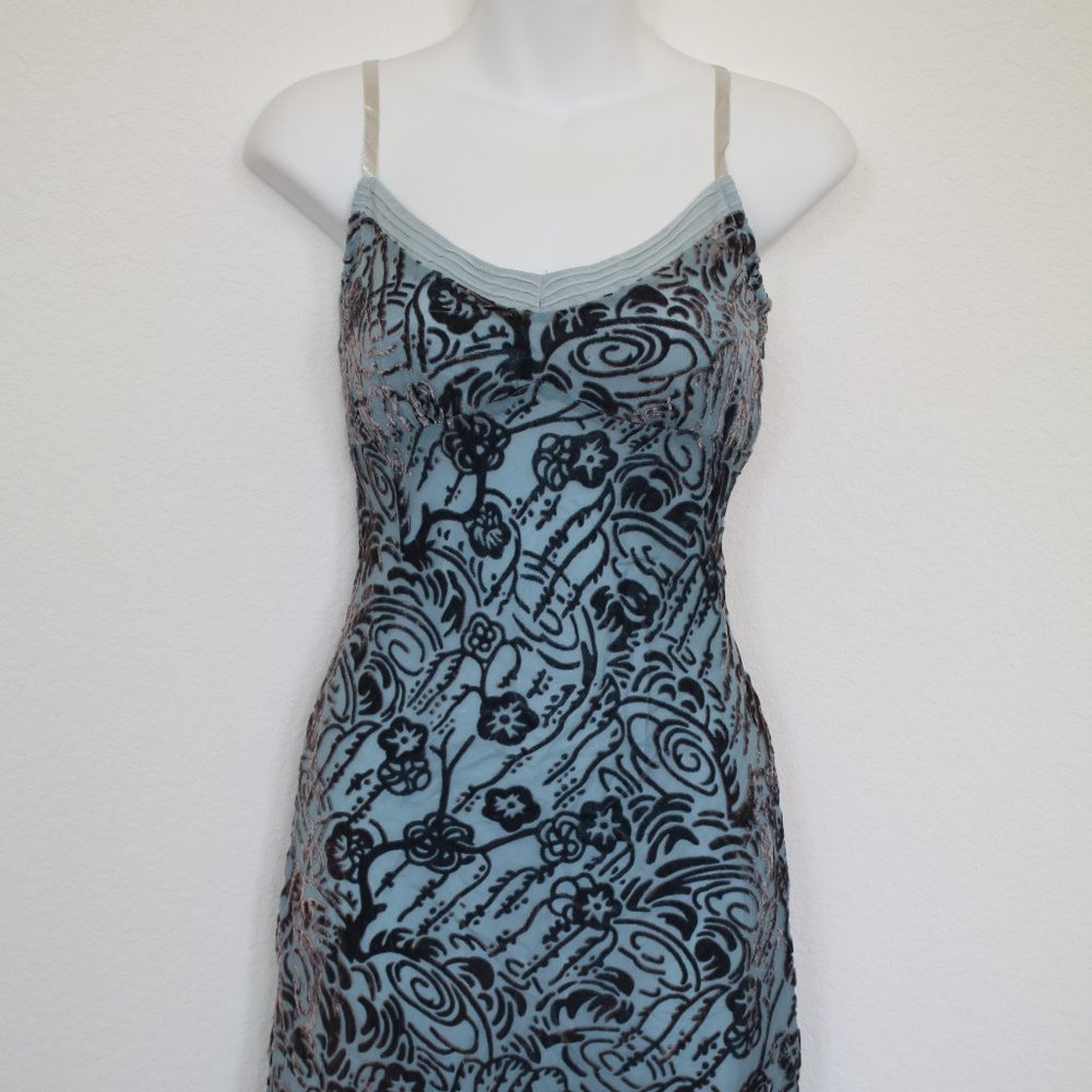 $128 FREE PEOPLE suede flower A LINE DRESS Boho Spaghuetti Strap - Size 4 - NWT